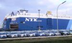 The car carrier "Galaxy Leader“ of the Japanese company NYK (Nippon Yusen Kaisha) in the port of Bremerhaven